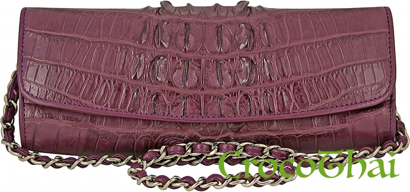 Купить сумка-клатч фиолетовая из кожи крокодила