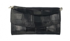 Сумка-клатч Croco Leather из кожи крокодила черная с ручкой