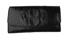 Кошелек Croco Leather черный с гребнем из кожи крокодила