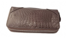 Гаманець-Клатч Croco Leather коричневий зі шкіри крокодила з ручкою
