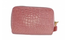 Мини-кошелек Croco Leather розовый из кожи крокодила